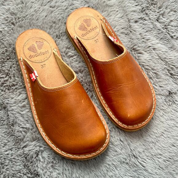 Duck Feet Blåvand Women's Leather Slip On Clog Brown 37 6.5 EUC - Picture 5 of 6